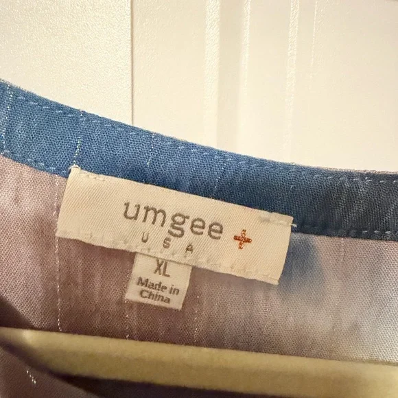 Umgee Blue Taupe & Black Tie-Dye Pleated Tunic - Picture 3 of 7